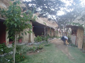 Arequipa - Tour au Cañon del Rio Colca: notre oasis, notre lodge est une des dernière petite cabane tout au fond