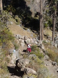 Arequipa - Tour au Cañon del Rio Colca: et voici Dana (bravo!) une des filles de notre groupe qui était aux prises de vertige et déséquilibre ...elle a réussit à montée à son rythme et sans prendre de mules